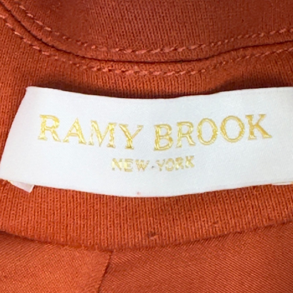 Ramy Brook Womens Blazer 0 Rust Orange Gold Zip Detail Flare Sleeve Jacket - Picture 8 of 16
